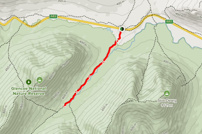Lairig Gartain hike route map 